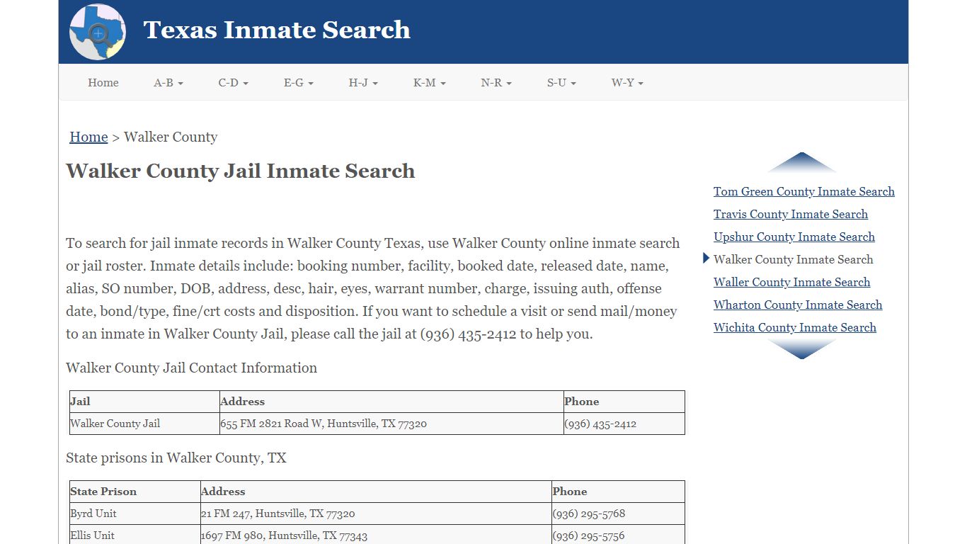 Walker County TX Jail Inmate Search