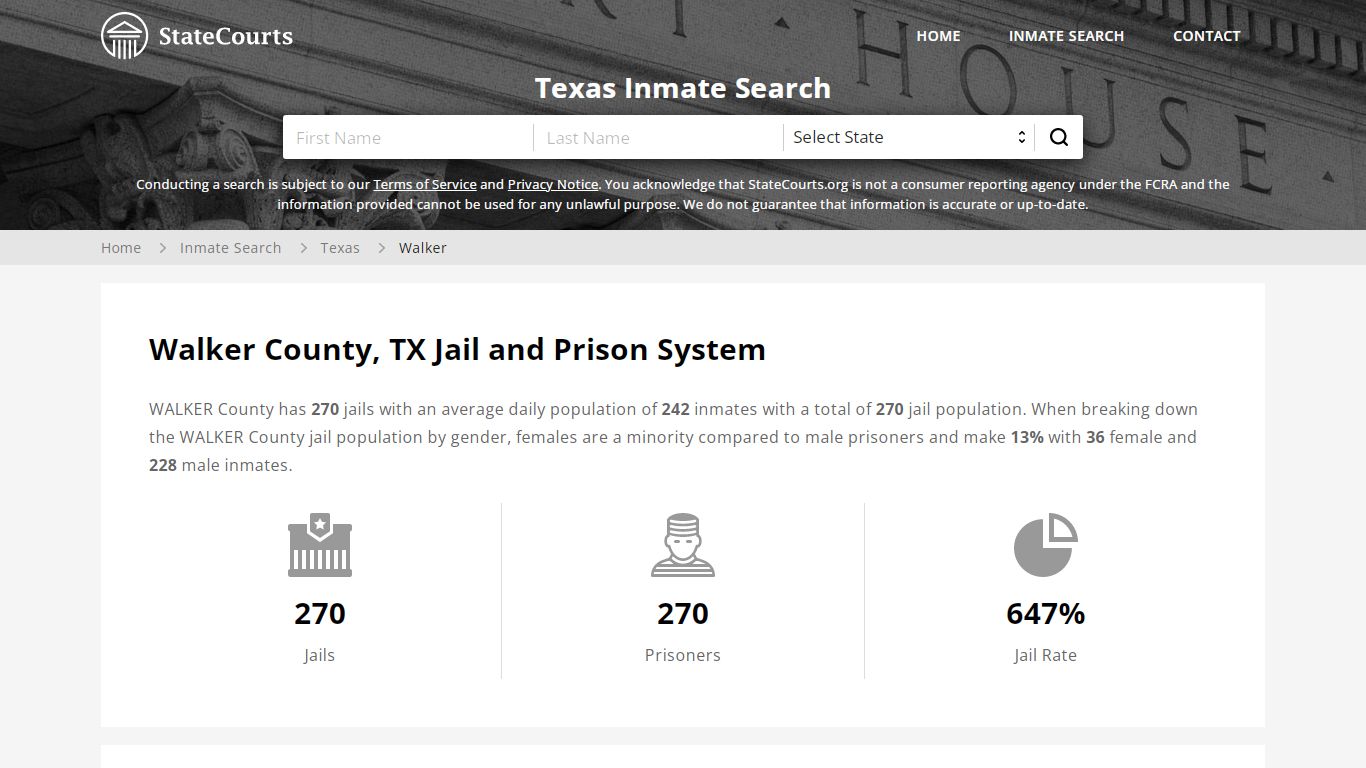 Walker County, TX Inmate Search - StateCourts