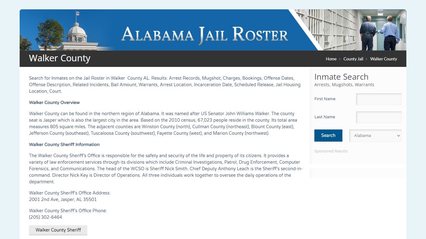 Walker County | Alabama Jail Inmate Search